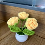 Crochet Flowers Kintted Potted Flowers Plants Desk Decor Gifts for