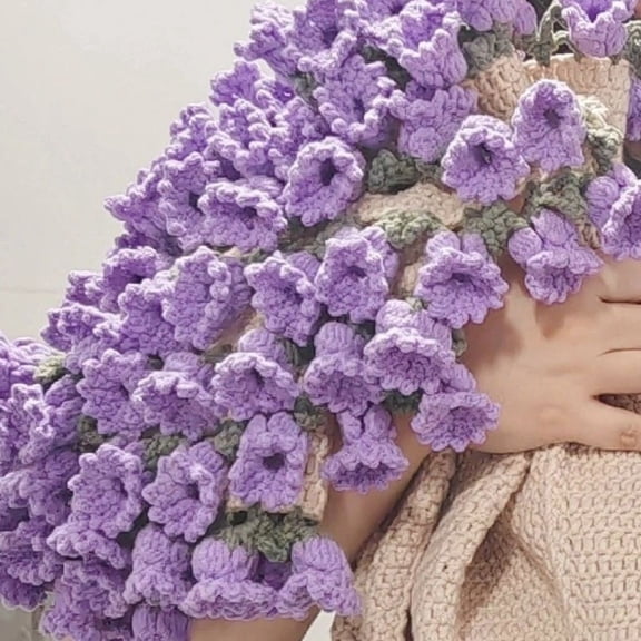 Crochet Flowers Rose Bouquet Blanket  Adult Handmade DIY Material Package-D-Dia 80cm