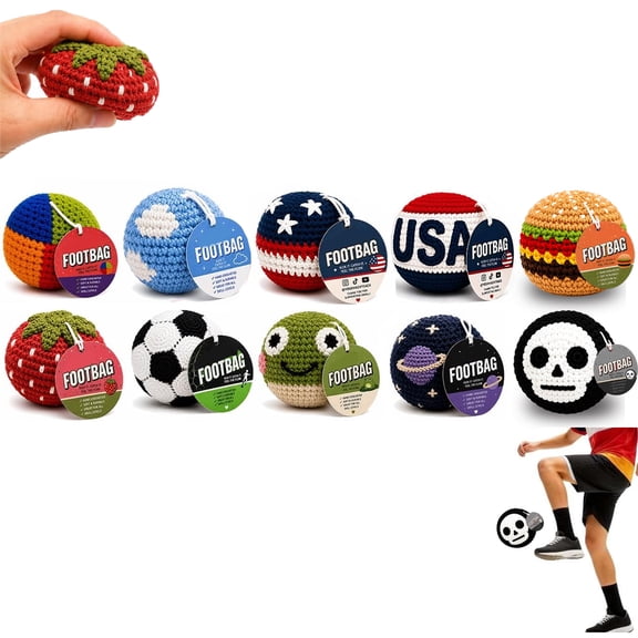 Crochet Footbag Soft Weighted Freestyle Kick Ball for Tricks Stalls Juggling Collectible Crochet Design Fun Gift for Teens Adults,F