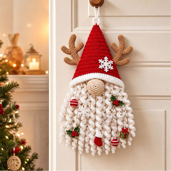 Crochet Gnome Wall Hanging Kit, 6 Style Macrame DIY Wall Decor for Wall, Mantel, Holiday Display