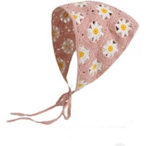Crochet Hair Bandana Head Kerchief Daisy Knitted Hair Scarf Headband Headwrap for Women Y2k Aesthetic Accessories