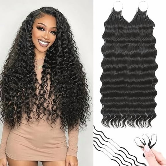Crochet Hair for Black Women Protein Silk Pre-Separated Deep Wave Close to Human Hair 100 Strands Miracle Knots Hair Curly Crochet Hair extensions(18inch 1B)