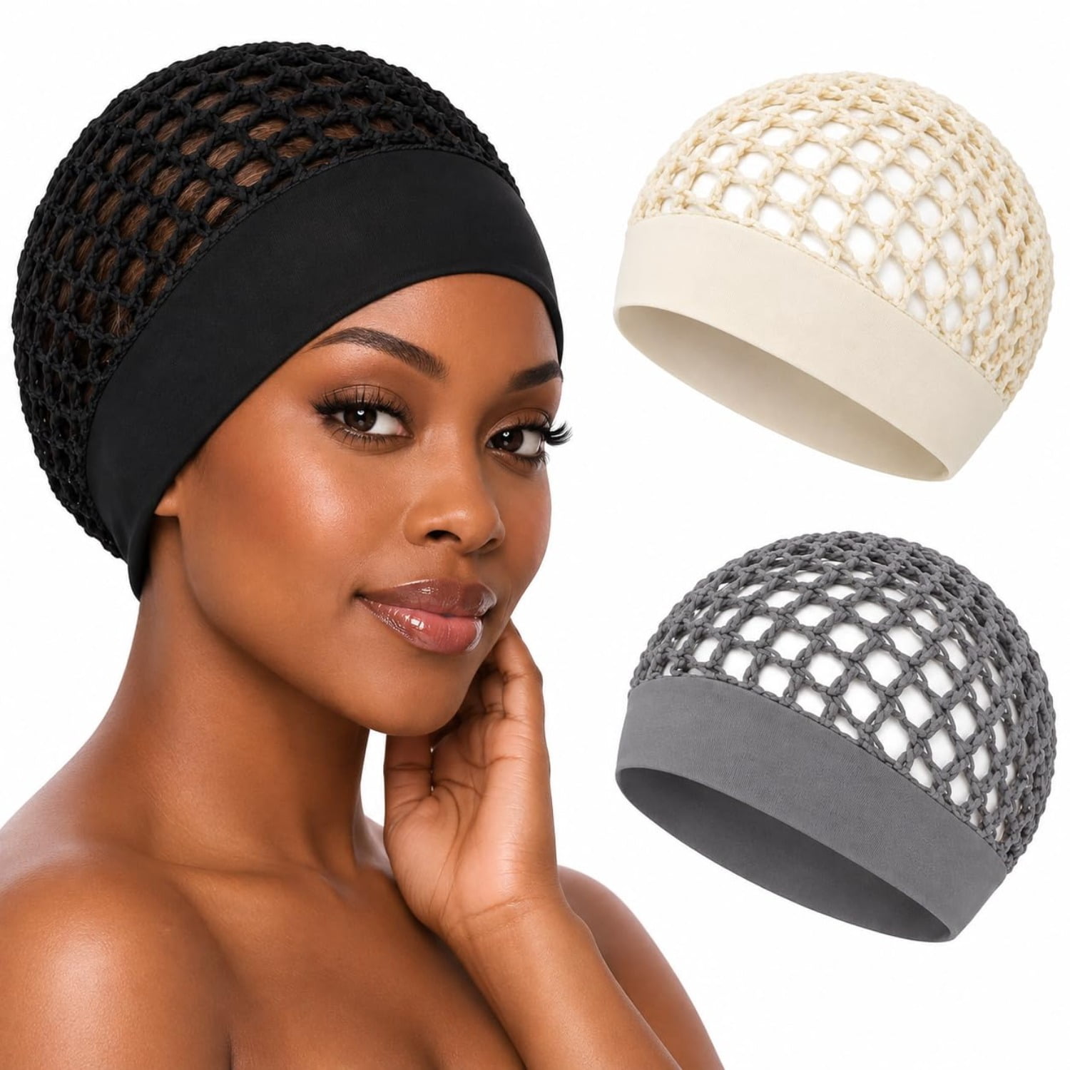 Crochet Hair Net Bonnet Elastic Mesh Sleeping Cap Hair Cover - Walmart.com