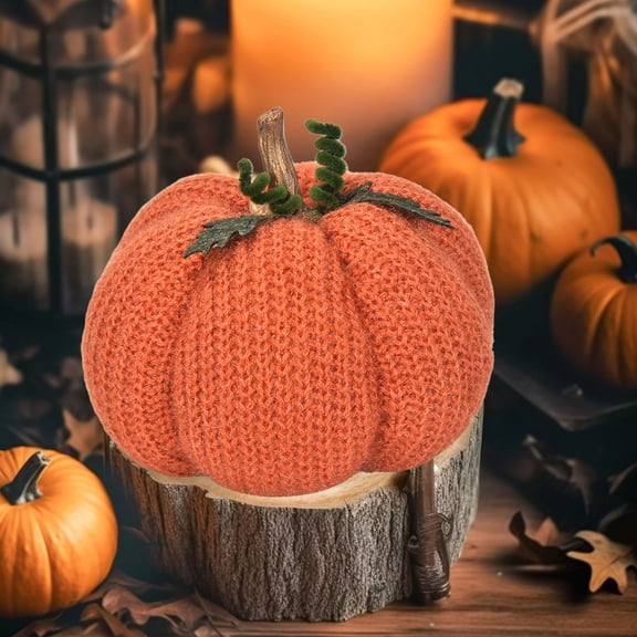 Crochet Handmade Artificial Fabric Pumpkins Ornaments, Halloween Pumpkin Ornament Home Decor, Fall Artificial Fabric Pumpkins Decoration, Faux Harvests Pumpkins for Fall Thanksgiving Decoration