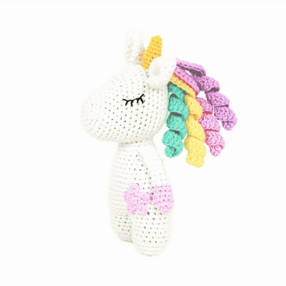 Crochet Handmade Medium-Sized Unicorn Amigurumi Toy Soft, Cozy, and Ideal for Gifts and Nursery Decor