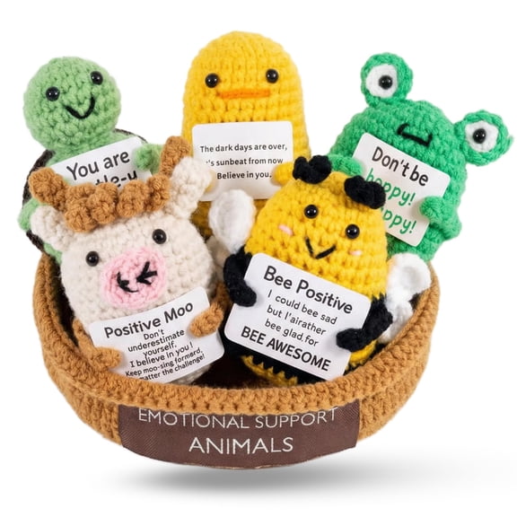 Crochet Handmade Plushies For Emotional Support Animals With Positive Messages