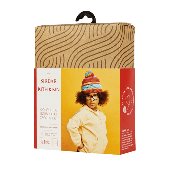 Crochet Hat Kit - Sirdar Kith and Kin Colourful Children's Bobble Hat Crochet Kit