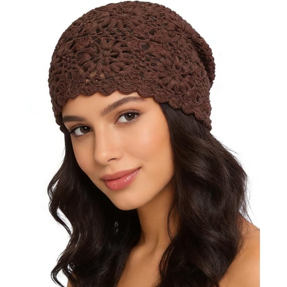 Crochet Hat for Women Cotton Slouchy Beanie Knitted Handmade Skull Cap for Summer Travel Daily Wear