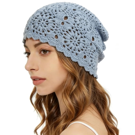 Crochet Hat for Women Cotton Slouchy Beanie Knitted Handmade Skull Cap for Summer Travel Daily Wear