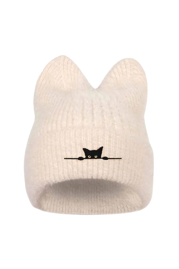 Crochet Hats For Women Cat Beanie Vintage Beanies Women Fox Hat Grunge Accessories Slouchy Beanies For Women Women's Winter Hats Beige One Size