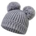 thumbnail image 1 of Crochet Hats for Kid Baby Solid Color Knitted Hat for Boys and Girls Winter Knitted Hat for Babies Cozy Beanie with Double Pompom Warm Cute Winter Hat for Kids Toddler Children 0-1 Years, 1 of 6