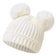 thumbnail image 1 of Crochet Hats for Kid Baby Solid Color Knitted Hat for Boys and Girls Winter Knitted Hat for Babies Cozy Beanie with Double Pompom Warm Cute Winter Hat for Kids Toddler Children 0-1 Years, 1 of 6