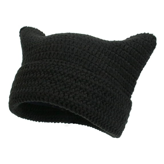 Crochet Hats for Women Punk Grunge Design Beanies for Women Cat Meow Winter Hat Beret Two Cute Ears Beanies