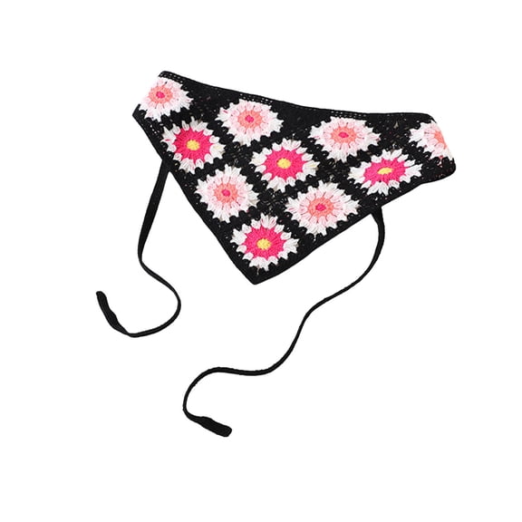 Crochet Head Scarf Hair Bandanas Women Knit Bandana Headband Scarf Tie-Back Head Coverings Floral Headscarf for Girls