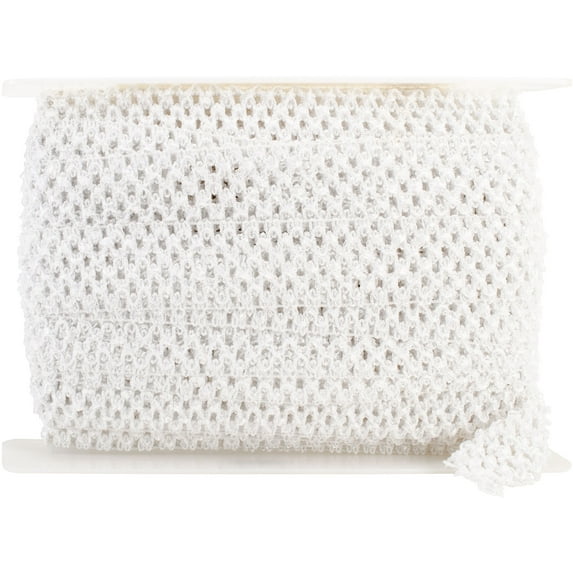 Crochet Headband Stretch Trim 1-3/4"X20yd-White, Pk 20, Expo