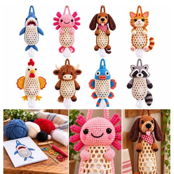 Crochet Highland Cow Bag Holder Kit, DIY Animal Crochet Craft Kit for ...