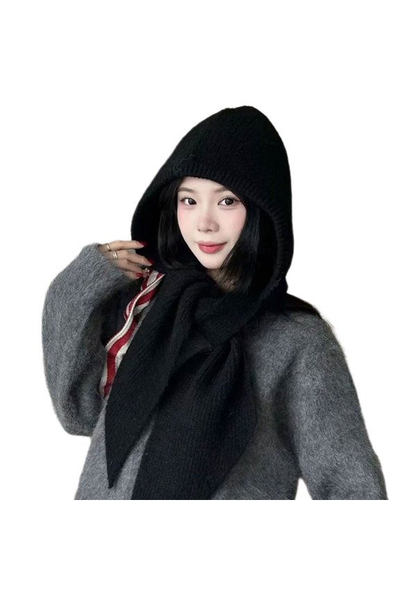 Crochet Hooded Hat for Women Handmade Scarf Hat Elegant Neck Gaiter Hat Knitted Scarf Hat All Matching Head Accessories