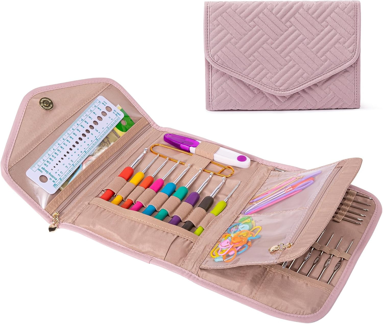 Crochet Hook Case - Foldable Organizer Knitting & Supplies Accessory
