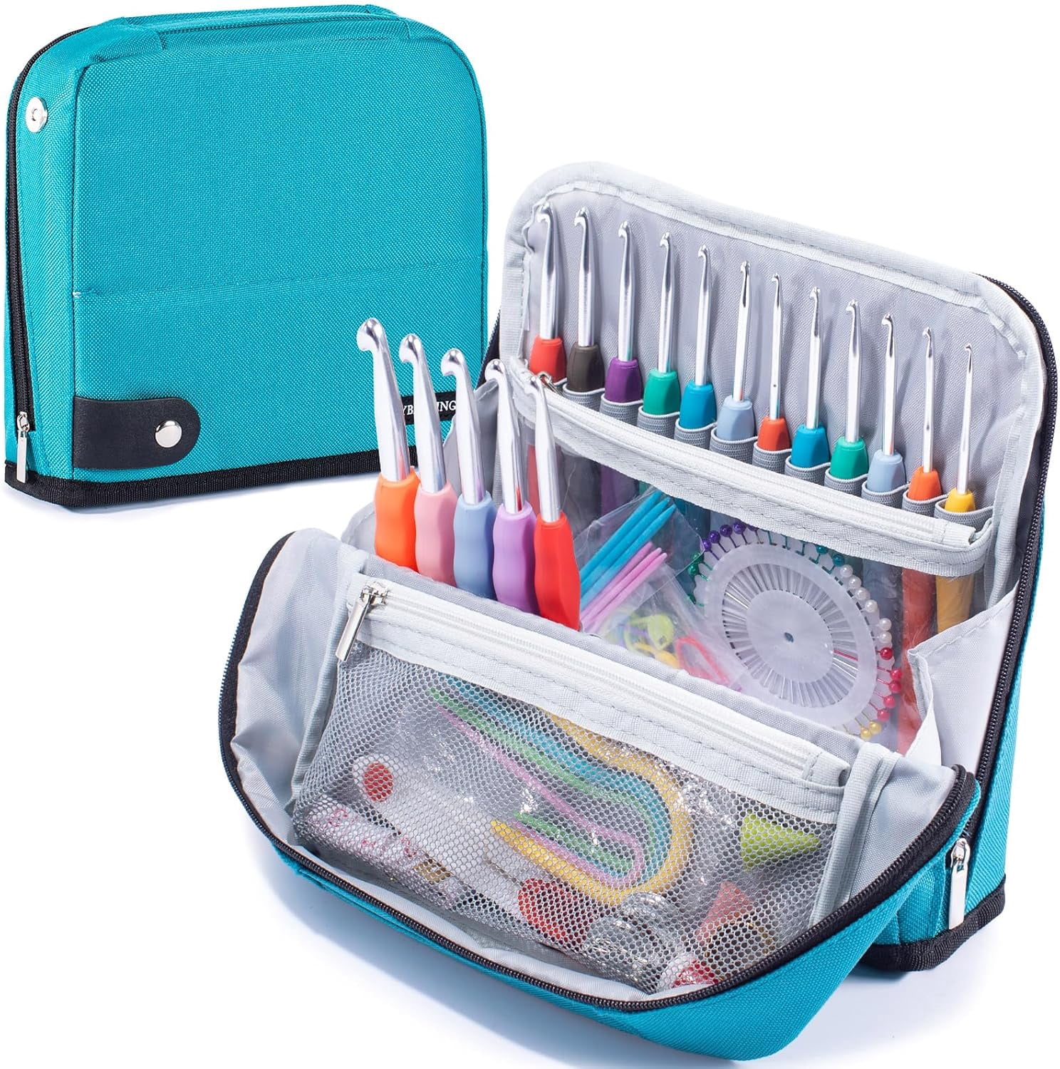 Crochet Hook Case - Stand Up Organizer Unique Design Holder for Knitting & Supplies