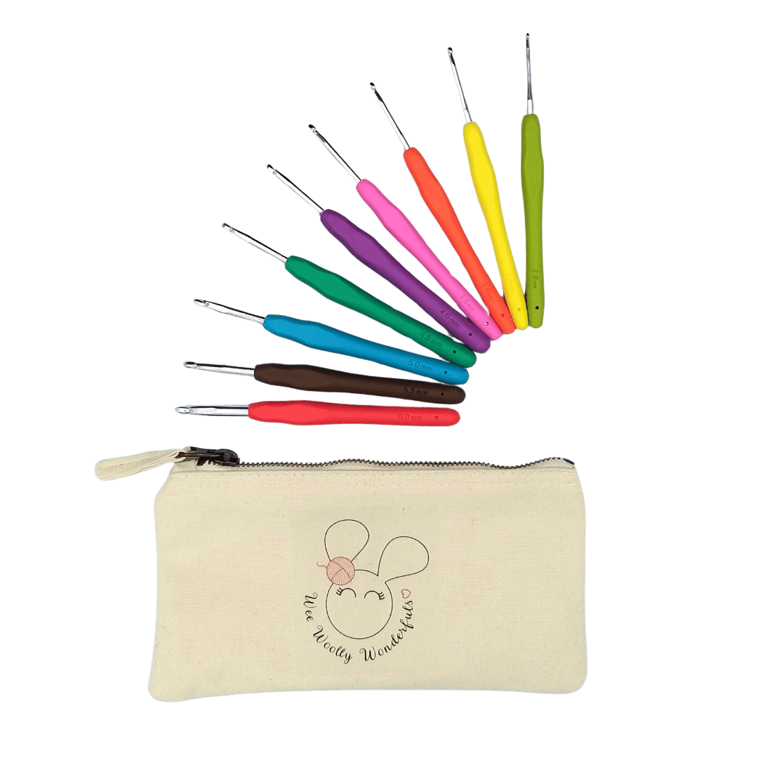 Crochet Hook Set - 9 hooks in a Cotton Wee Woolly Wonderfuls Case