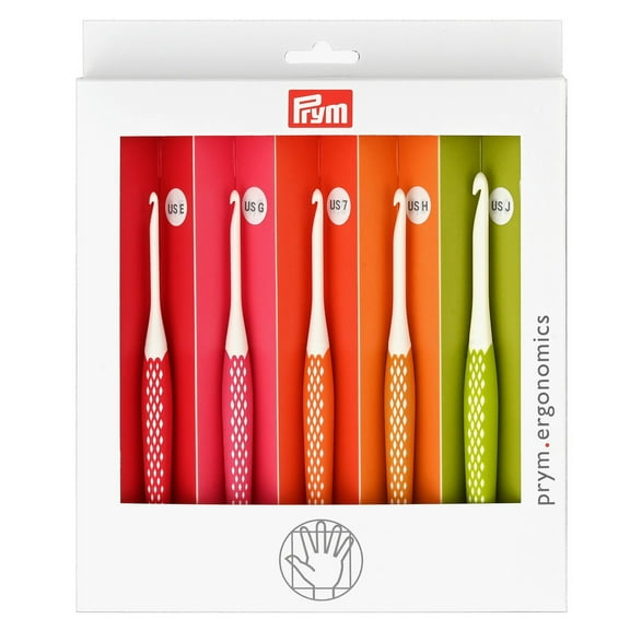Crochet Hook Set E-J: Multicolor Brights, Plastic, 6.5