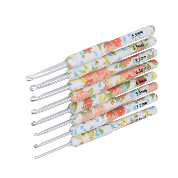 Crochet Hook Set, Ergonomic Design Colorful Crochet Hook Printing For Embroidery For Sewing For Knitters Yellow Small Flower
