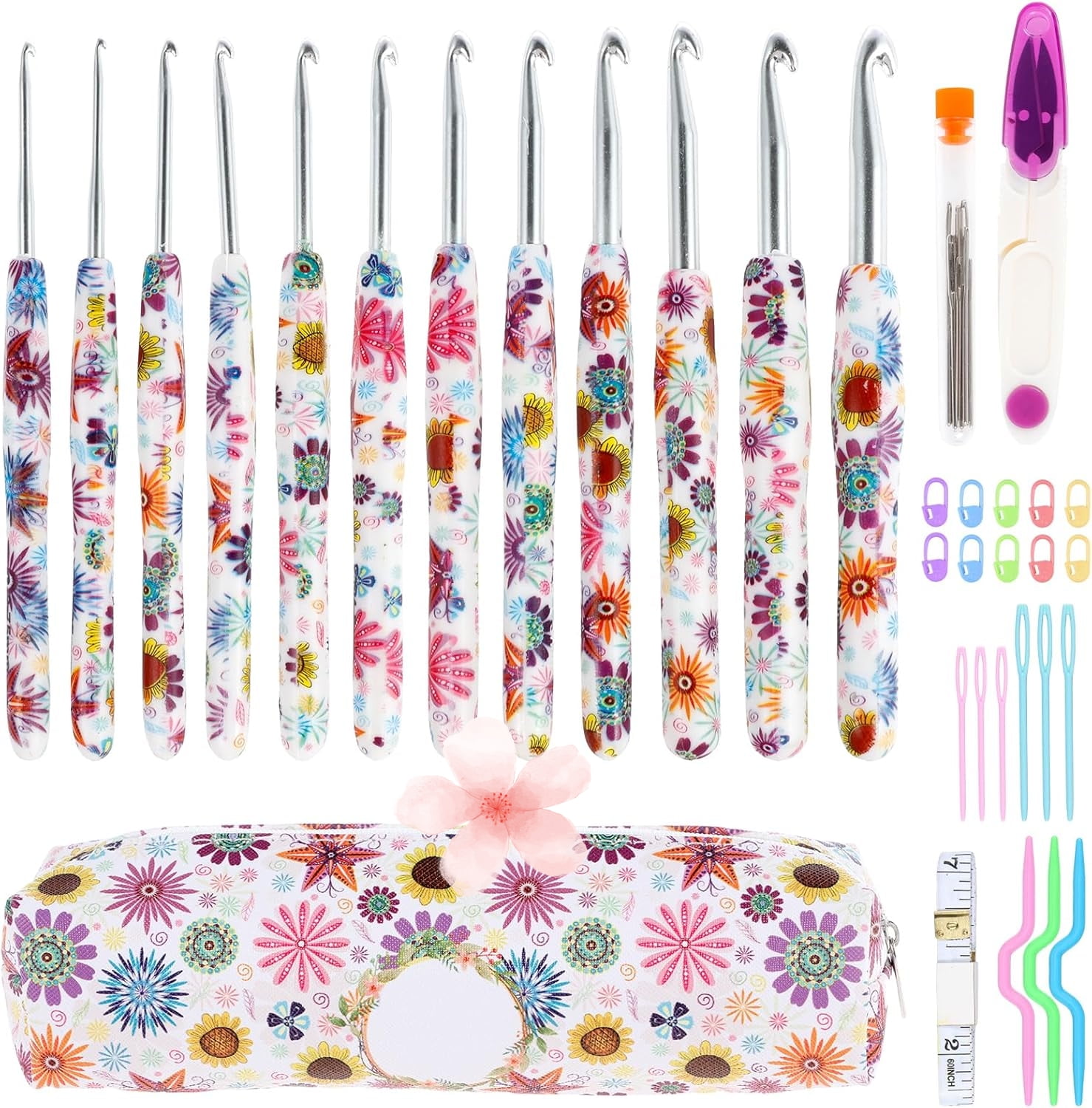 Crochet Hook Set Exquisite Knitting Hook Comfortable Hooks Knitting Needles Kit Interesting Knit Needles Weave Yarn Set Smooth Grip Crochet Needle