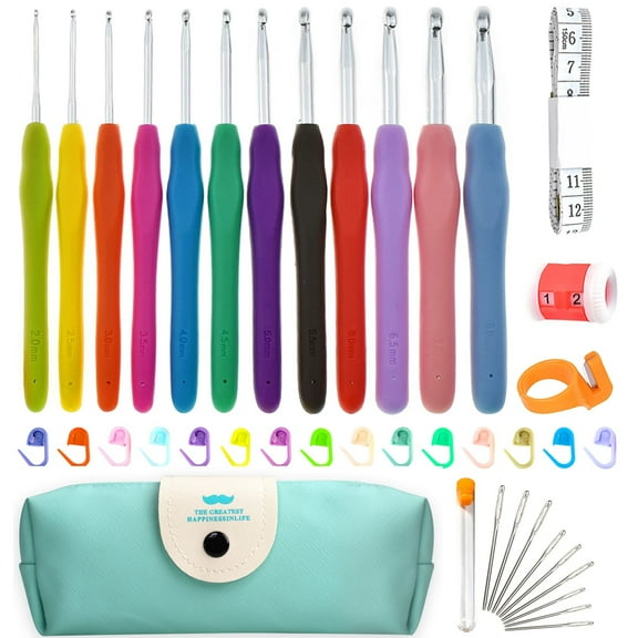 Crochet Hooks,12 Pcs Crochet Kit,Soft Needles Crafts Sewing Knitting Hooks Tool,DIY Weave Yarn Kit