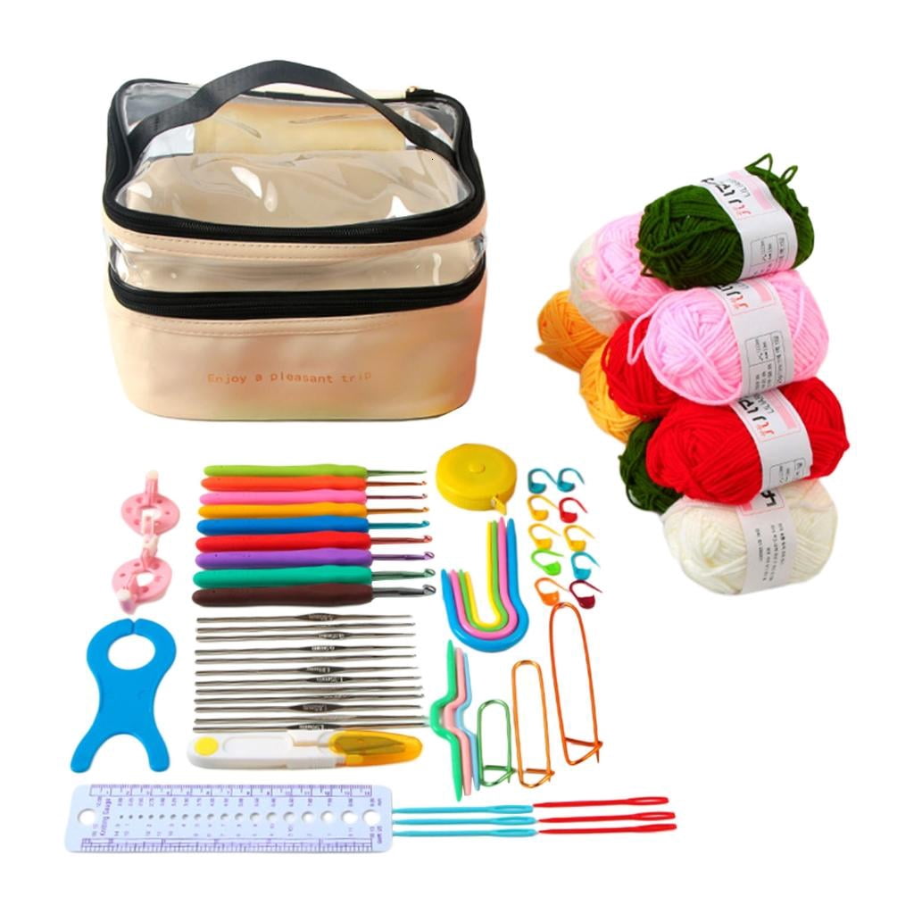 Crochet Hooks Set Crochet Kits for Beginner Knitting Kits Includes Ergonomic Metal Crochet Hooks Accessories Tools