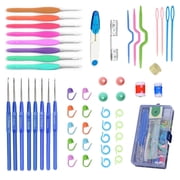 Crochet Hooks Set- 53 Piece With Ergonomic Decompression Design,2.0mm - 6.0 mm Crochet Needls And Knitting Crochet Supplies For Crochet Beginner Lover Crocheter