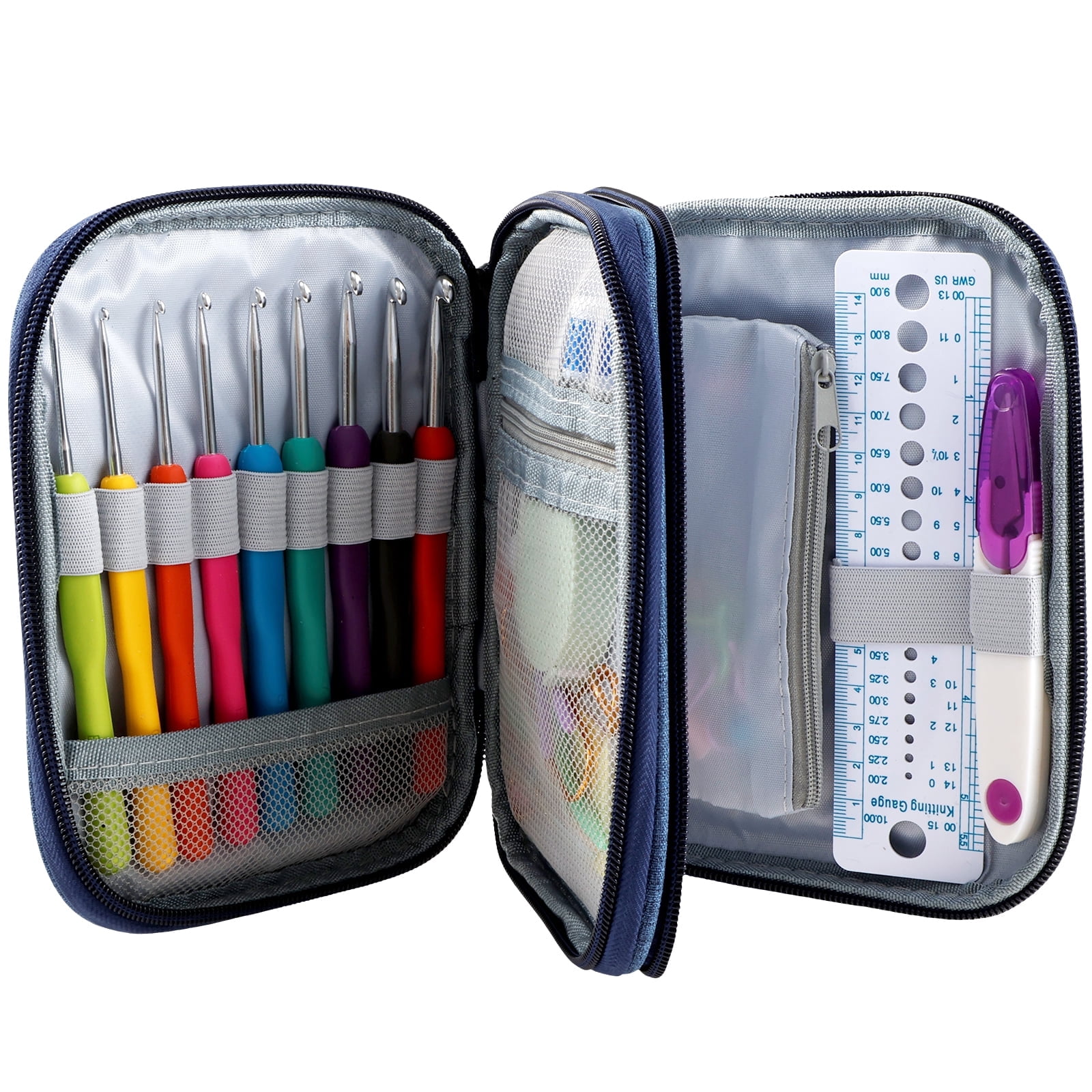 Crochet Hooks Set 72 Pcs Ergonomic Soft Grip Needles Yarn Knitting Craft Kit With Portable Storage Case (blue )
