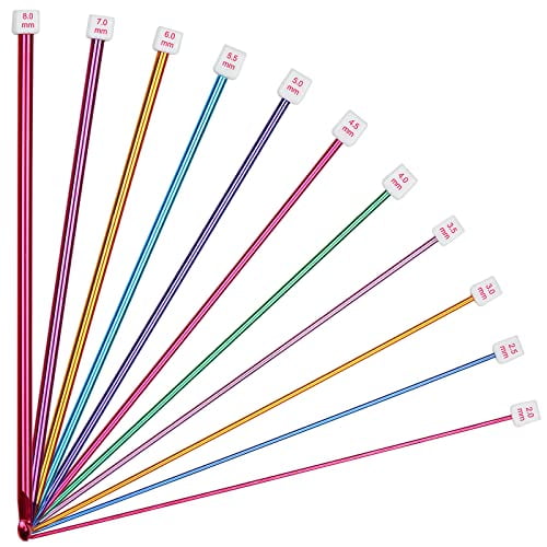 Crochet Hooks Set,Multicolor Tunisian Crochet Hook B-L Afghan 27cm Long Crochet Hooks,11pcs Aluminum Tunisian Crochet Hook for Crochet Lovers & Beginners (2mm to 8mm)