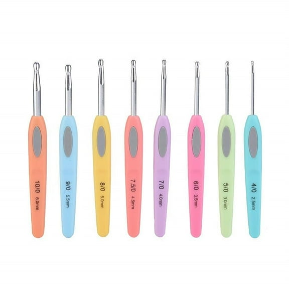 Crochet Hooks Set, New Aluminium Crochet Hook Knitting Needles Stitches with Colourful Soft Plastic Handle