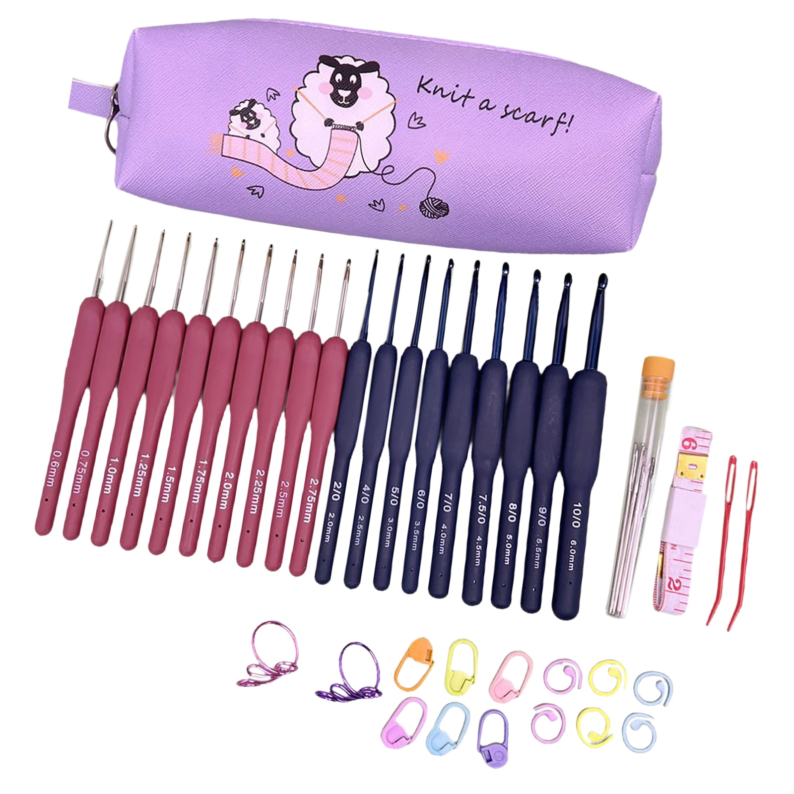 Crochet Hooks Set with Case 0.6-6.0mm Crochet Needle Ergonomical Crochet Hook Knitting Art Tool for Crochet Lovers