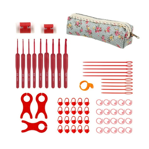 Crochet Hooks Set with Storage Case, Knitting Needle and Accessories Ergonomic Crochet Needle for Making Bag, Gloves
