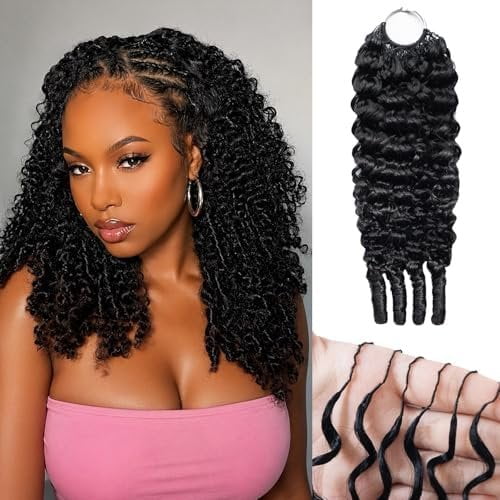 Crochet Human Hair Burmese Curly for Black Women 60g 14" | Burmese Curly Crochet Human Hair ,Pre-Separated, Invisible Miracle Knots, Lightweight Soft, ,Remy Braiding Hair