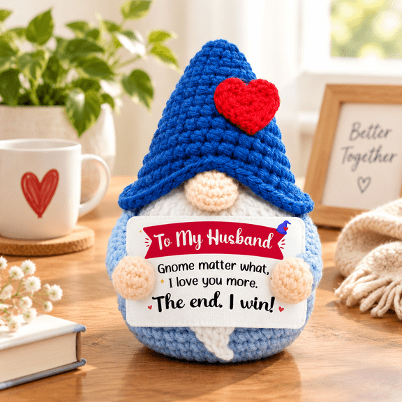 Crochet Husband Keepsake Desktop Decor I Love You Anniversary Birthday Gift