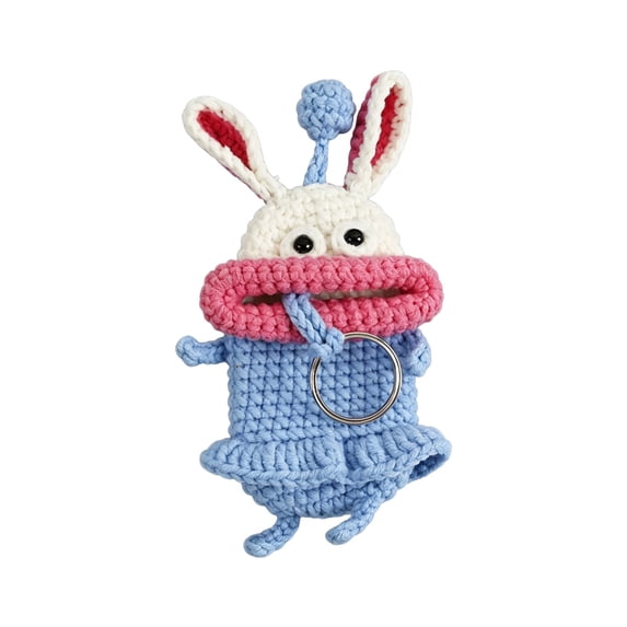 Crochet Keychain Big Mouth Monster Monster Keychain Cartoon Key Fob Cover Cute Key Cover Crochet Key Fob Cover Funny Gifts For Women