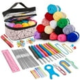 thumbnail image 1 of VIAKAS Kit for Beginners, 105PCS Crochet Starter Kit with 18 Colors Crochet Yarn, Double-Layer Crochet Set Beginner Crochet Kit for Kids/Adults, Professional Storage Bag, 1 of 7