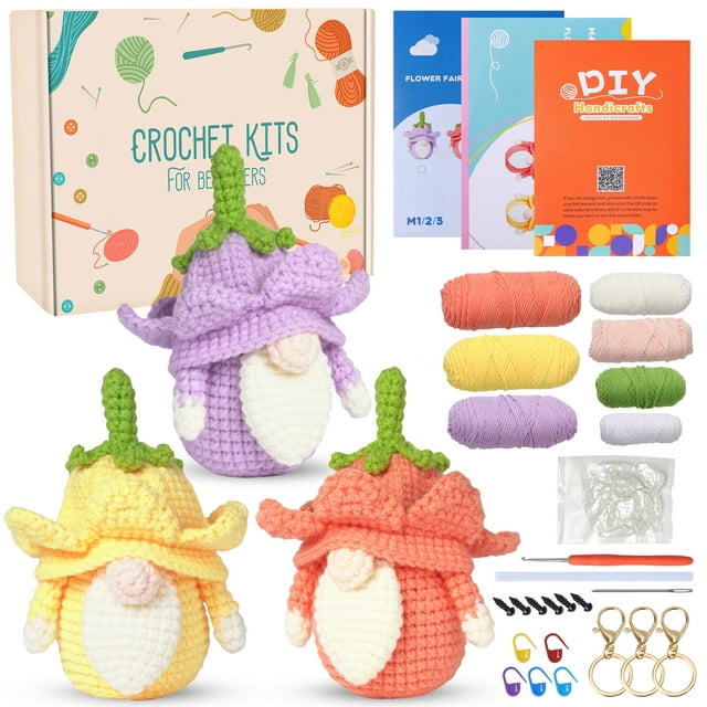 Crochet Kit for Beginners 3Pcs Beginners Crochet Kit Hooks with Needles ...