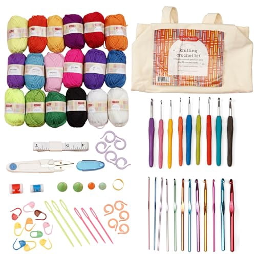 Crochet Kit for Beginners – 85 Piece Beginner Crochet Kit for Adults & Kids with Yarn,Hooks,Accessories & Bonus Tote Bag Organizer – Learn to Crochet with Complete Starter Set