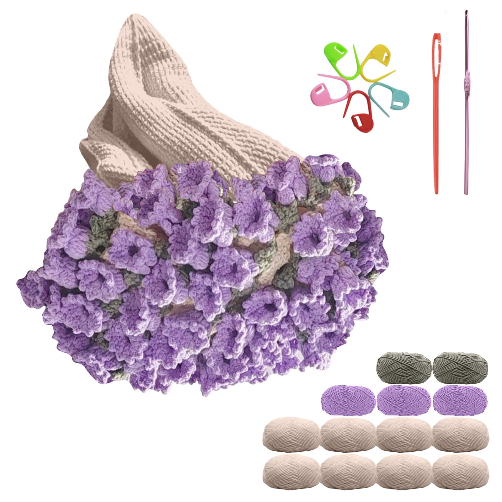 Crochet Kit Beginners for Blanket Rose Flowers Bouquet Crochet Kit Floral DIY Knitting Starter Kit With Crochet Yarn Step-By-Step & Instructions for Mother'S Day Gifts