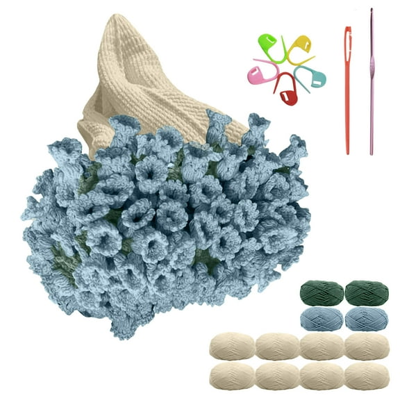 Crochet Kit Beginners for Blanket Rose Flowers Bouquet Crochet Kit Floral DIY Knitting Starter Kit With Crochet Yarn Step-By-Step & Instructions for Mother'S Day Gifts