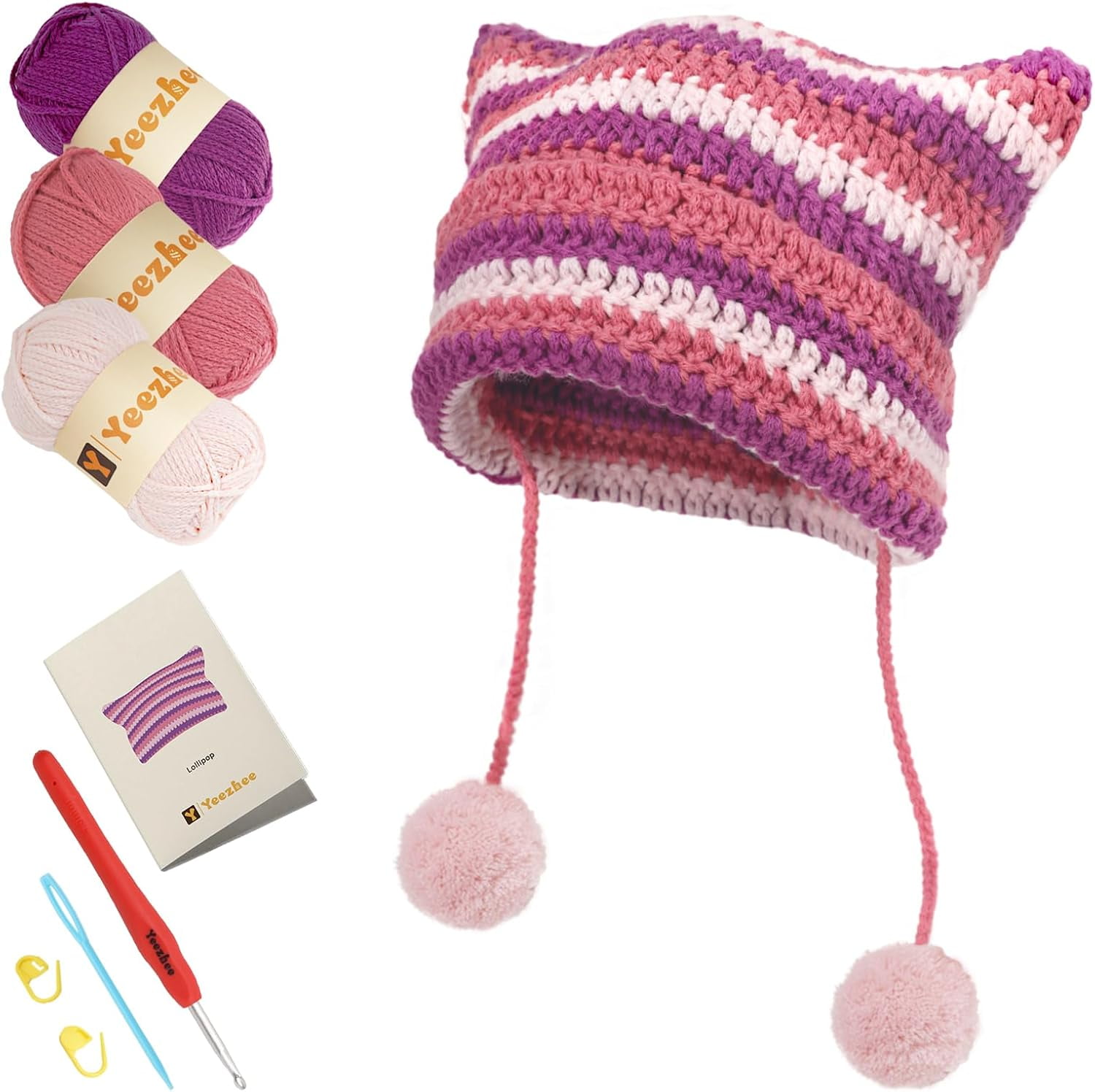 Yeezhee Beginner Crochet Hat Kit - Includes Yarn, Hooks & Video Tutorials | Learn To Crochet Starter Set