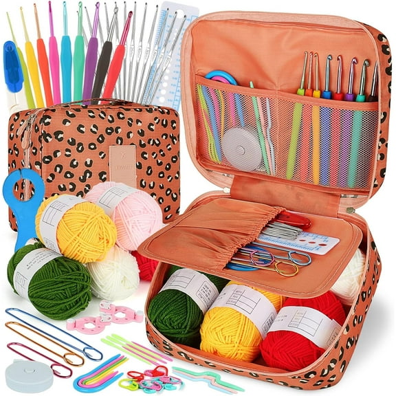 ZeenArt Crochet Kit for Beginner, 58 Pcs Portable Crochet Hook Set Carry Bag, Knitting Starter Kit for Adults