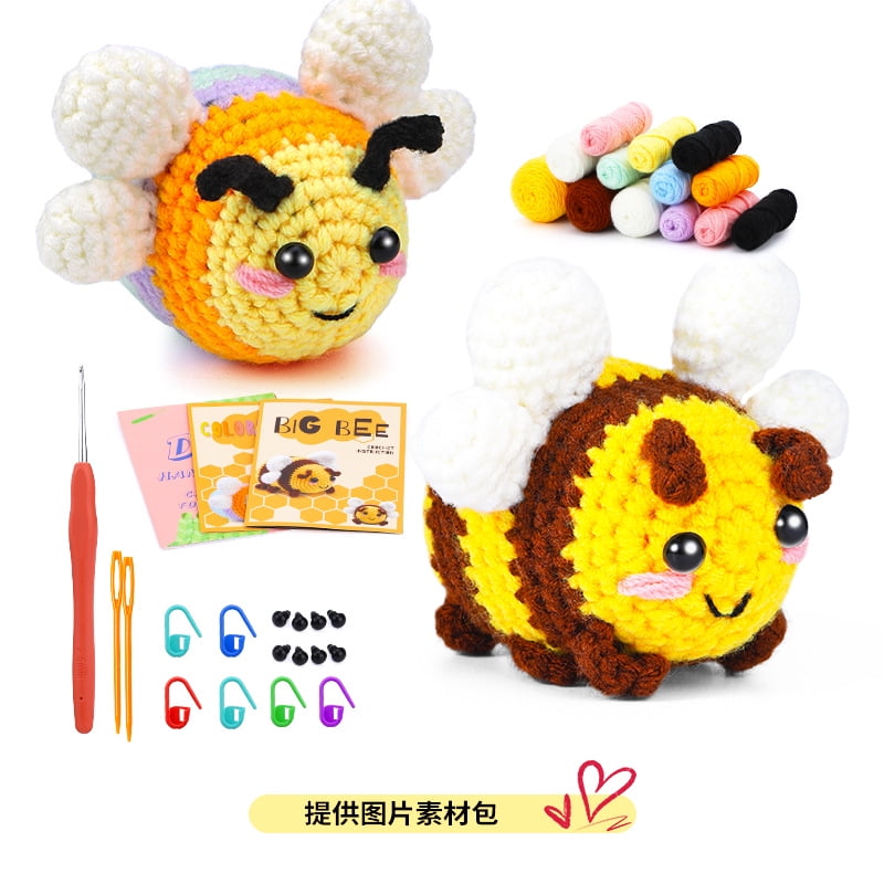 Crochet Kit for Beginners, Crochet Starter Animal Kits for Adult and Kids with Step-by-Step Video Tutorials and Yarns, Hook, Accessories, Graduation Gifts