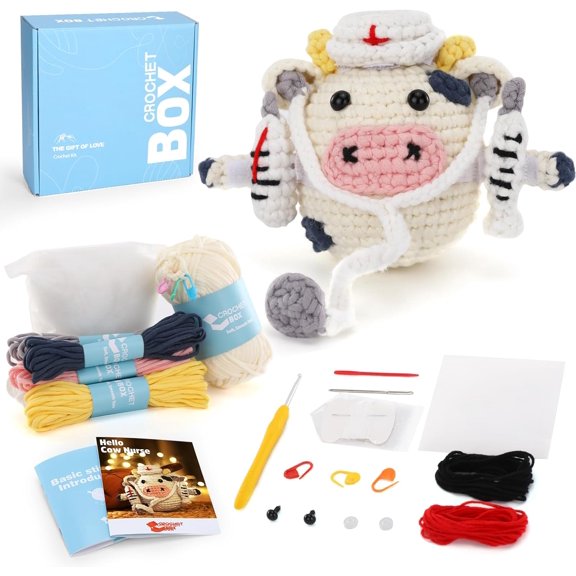 Crochet Kit for Beginners: Highland Cow Crochet Kit, Learn to Crochet, Include Easy Knitting Soft Yarn, Step-by-Step Video Tutorial, Hook, Holiday Birthday Gift for Adults and Kids(30%+ Yarn)