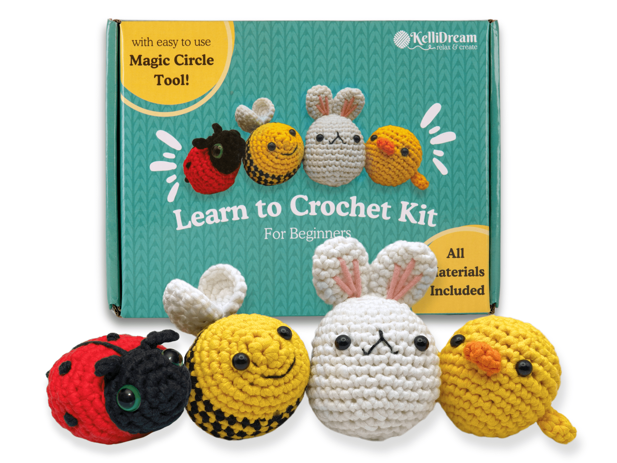 Crochet Kit for Beginners; Learn to Crochet Kit w Magic Circle Tool, Full Video Tutorials & Pattern Card, Adult Crafts, Craft Kits for Adults, Beginner Crochet Kits for Adults, Crochet Animal Kit