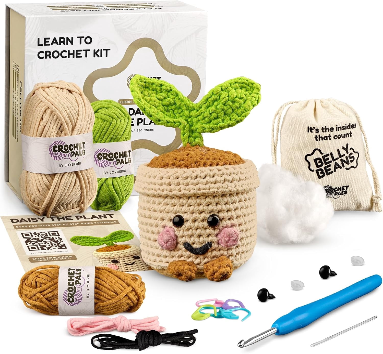 Crochet Kit for Beginners – Learn to Make Amigurumi Animals with Step-by-Step Video Tutorials – Complete Crochet Starter Kit with Yarn, Hook, Stuffing & Tools for Kids and Adults