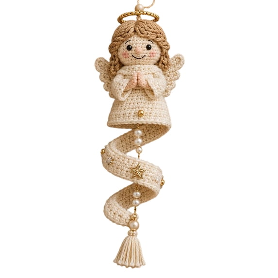 Crochet Kit for Beginners, Praying Guardian Angel Spiral Ornament DIY Craft Set, Complete Yarn Tool Pack with Step-by-step Guide, Religious Hanging Decor for Xmas Mirror Mantel Holiday Gift
